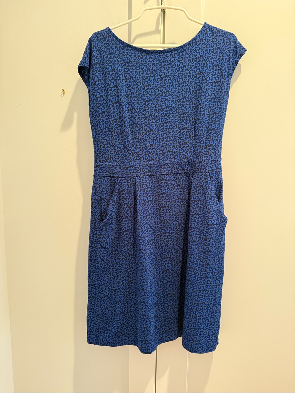 Boden Blue Printed Cap-Sleeve Womens Dress